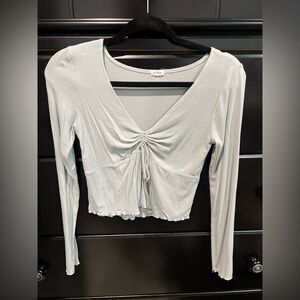 Garage Light Gray Ruched Blouse